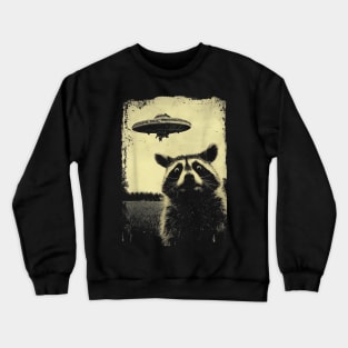 Funny Raccoon Ufo Selfie Crewneck Sweatshirt